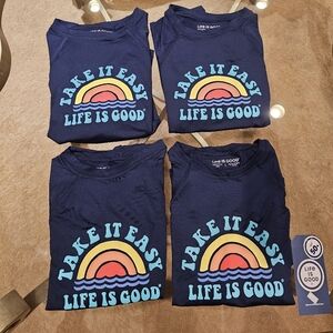 NEW 4 Life Is Good Blue Sun Sleeve Tee